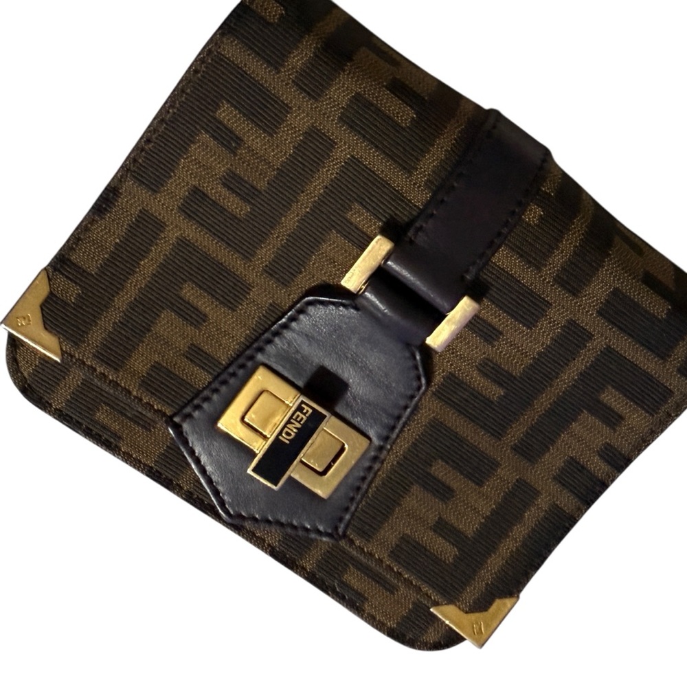 Auth Rare Fendi zucca Double Baguette Crossbody Bag Small adjustable shoulder - Picture 12 of 16